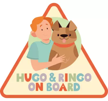 Pegatina para coche niño y perro a bordo - TenVinilo