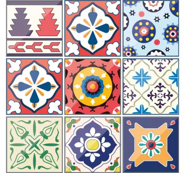 Vinilo cocina azulejos ornamentales coloridos - TenVinilo