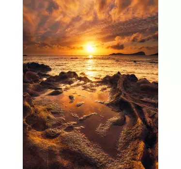 Vinilo mampara ducha paisaje nublado del atardecer - TenVinilo