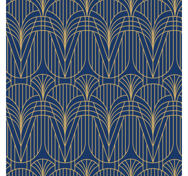 Vinilo estampado decorativo patrón de Art Deco con detalles dorad - TenVinilo