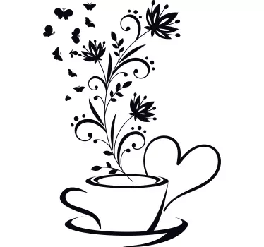 Vinilo cocina café con flores - TenVinilo
