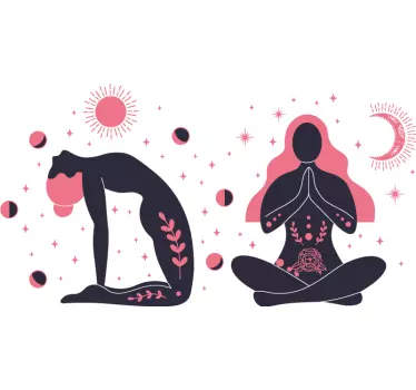 Vinilo figuras de yoga boho - TenVinilo