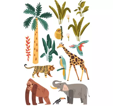 Vinilo dormitorio infantil animales selva - TenVinilo