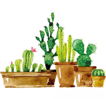 Vinilo planta cactus jardín casero - TenVinilo