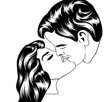 Vinilo decorativo dibujo pareja beso - TenVinilo