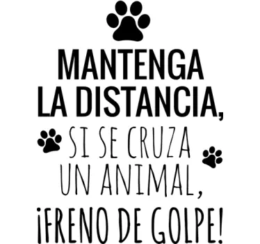 Pegatina coche distancia animales - TenVinilo