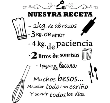 Vinilo decorativo para cocina nuestra receta - TenVinilo