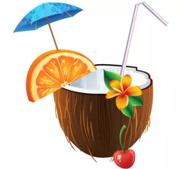 Adhesivo cocktail coco tropical - TenVinilo