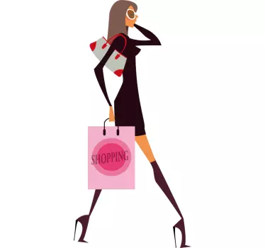 Adhesivo decorativo mujer trendy shopping - TenVinilo