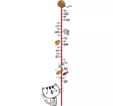 Vinilo adhesivo infantil pared medidor gato - TenVinilo