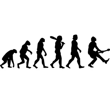 Pegatina evolución humana rock - TenVinilo
