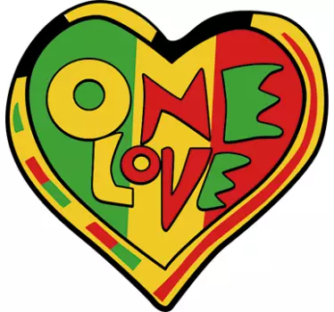 Pegatina rasta corazón one love - TenVinilo