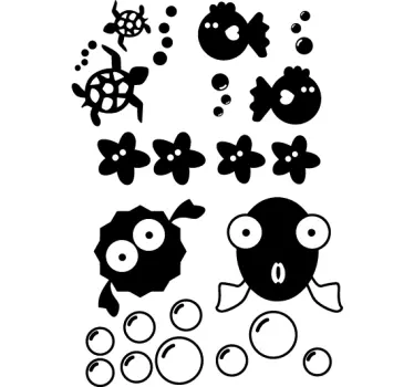 Sticker infantil monocolor peces - TenVinilo