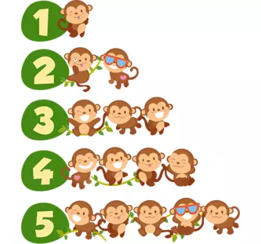 Sticker infantil números del uno al cinco - TenVinilo