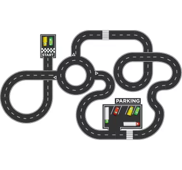 Pegatina para suelo circuito coches infantil - TenVinilo