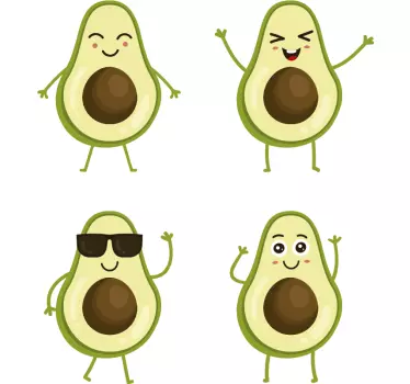 Vinilo pared set aguacates divertidos - TenVinilo