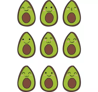 Vinilo pared set aguacates felices - TenVinilo