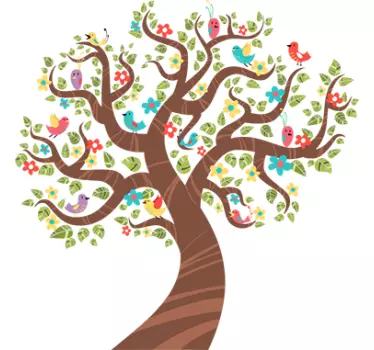 Vinilo infantil árbol primaveral colorido - TenVinilo