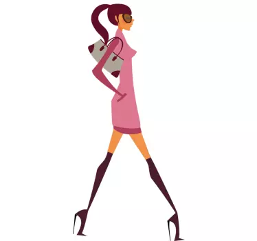 Vinilo decorativo chica fashion paseando - TenVinilo