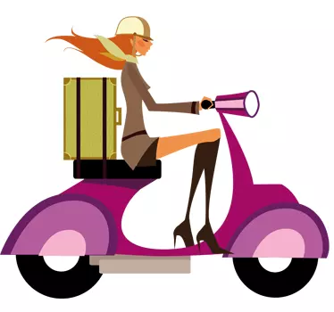 Vinilo decorativo chica glamourosa en Vespa - TenVinilo