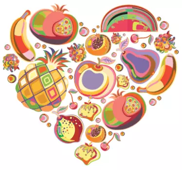 Vinilo decorativo corazón frutas pop - TenVinilo