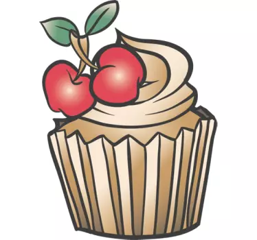 Vinilo decorativo cupcake de cerezas - TenVinilo