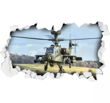 Vinilo decorativo de helicóptero 3d - TenVinilo