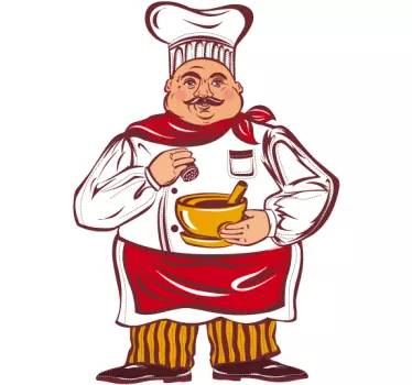 Vinilo decorativo ilustración cocinero - TenVinilo
