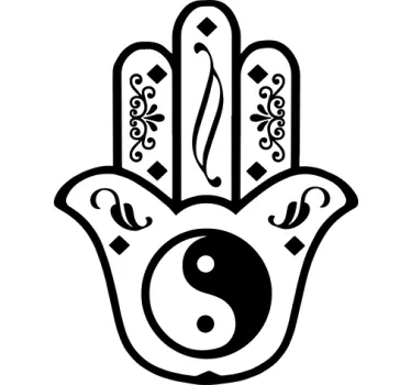 Vinilo decorativo mano de fatima con yin yang - TenVinilo