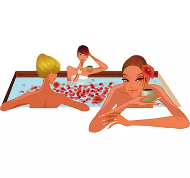 Vinilo decorativo mujeres jacuzzi - TenVinilo