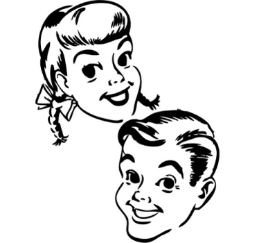 Vinilo decorativo niño y niña retro - TenVinilo