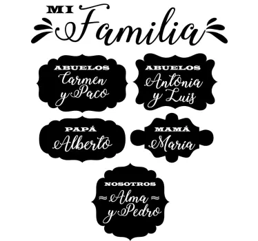 Vinilo decorativo nombres de la familia  - TenVinilo