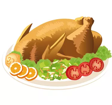 Vinilo decorativo plato pollo con guarnición - TenVinilo