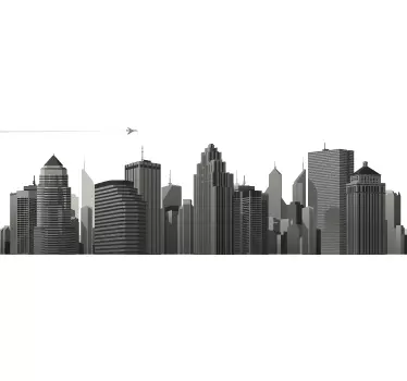Vinilo decorativo skyline avión - TenVinilo
