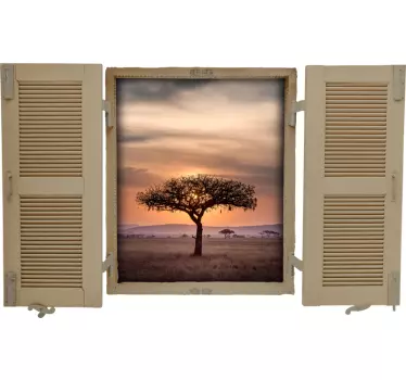 Vinilo decorativo ventana efecto paisaje Sáhara - TenVinilo