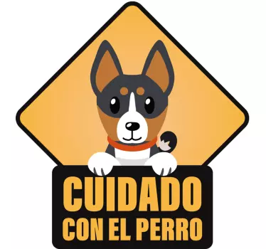 Pegatina perro frase cuidado con el perro - TenVinilo