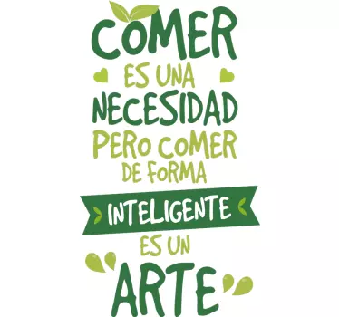 Vinilo para cocina frase comer es un arte - TenVinilo