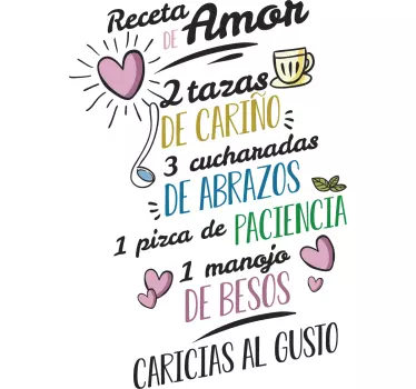 Vinilo cocina Receta del amor - TenVinilo