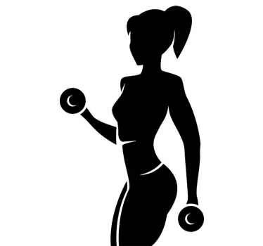 Vinilo gimnasio silueta chica fitness - TenVinilo