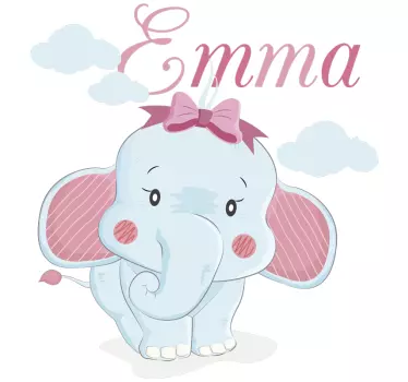 Vinilo pared elefante para niña con nombre - TenVinilo