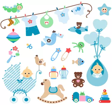 Vinilo infantil elementos decoración bebé - TenVinilo