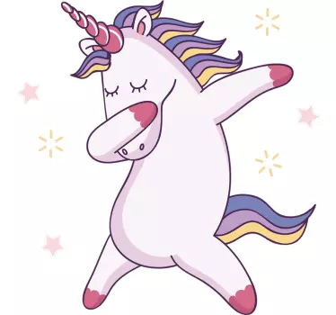 Vinilo habitación infantil Unicornio divertido bailando - TenVinilo