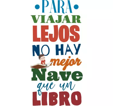 Vinilo frase infantil viajar lejos con libros - TenVinilo