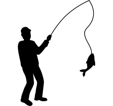 Pegatina para coche pescador con pescado - TenVinilo