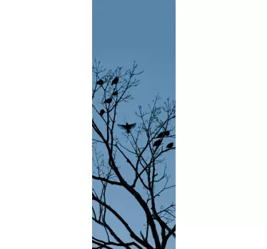 Vinilo nevera silueta árbol y aves - TenVinilo