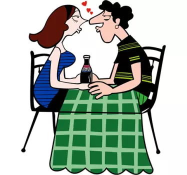 Vinilo pareja enamorados cenando - TenVinilo