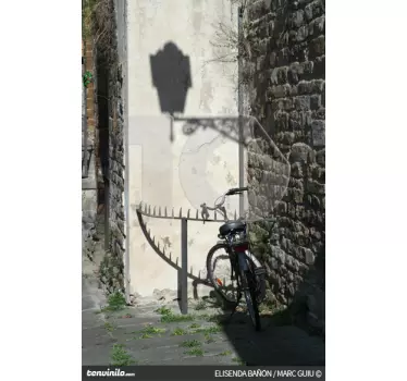 Vinilo sombra farola y bicicleta - TenVinilo
