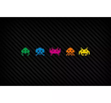 Vinilo gamer space invaders para portátil - TenVinilo