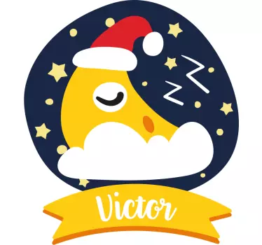 Vinilo para niños dibujo luna durmiendo personalizable - TenVinilo