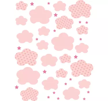 Pack de 41 vinilos nubes tonos rosas para bebés - TenVinilo